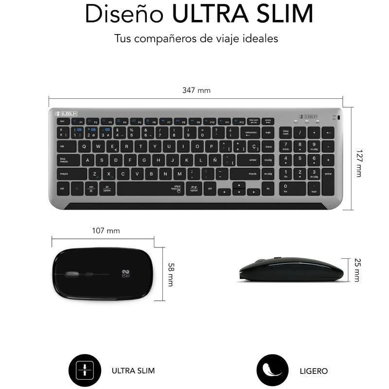 Teclado y Ratón Inalámbrico Subblim Combo Dual Prestige Extendido, foto 4