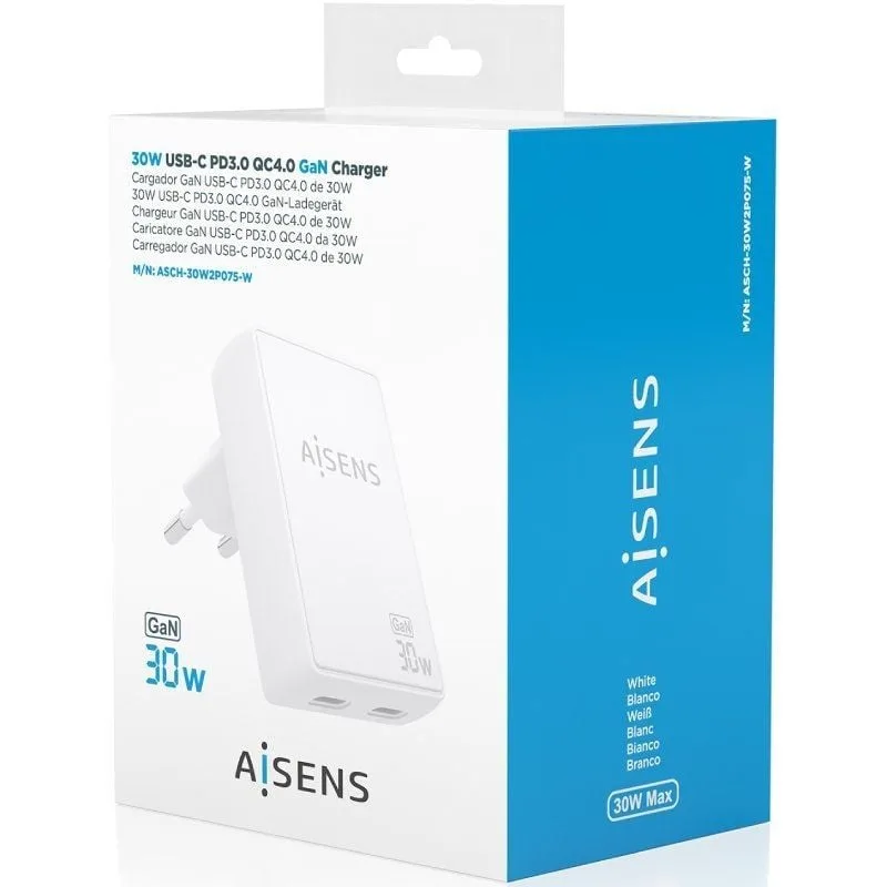 Cargador de Pared GaN Aisens ASCH-30W2P075-W, foto 4