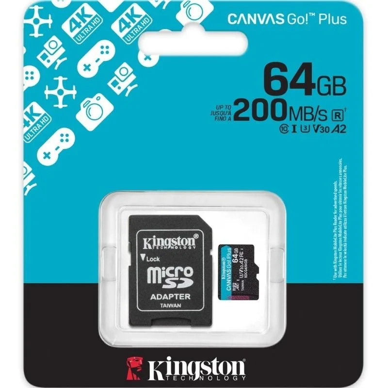 Tarjeta de Memoria Kingston CANVAS Go! Plus 64GB microSD XC con Adaptador, foto 3