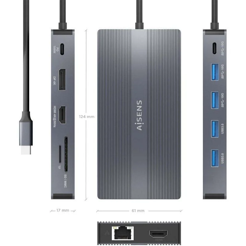 Docking USB Tipo-C Aisens ASUC-12P017-GR, foto 3