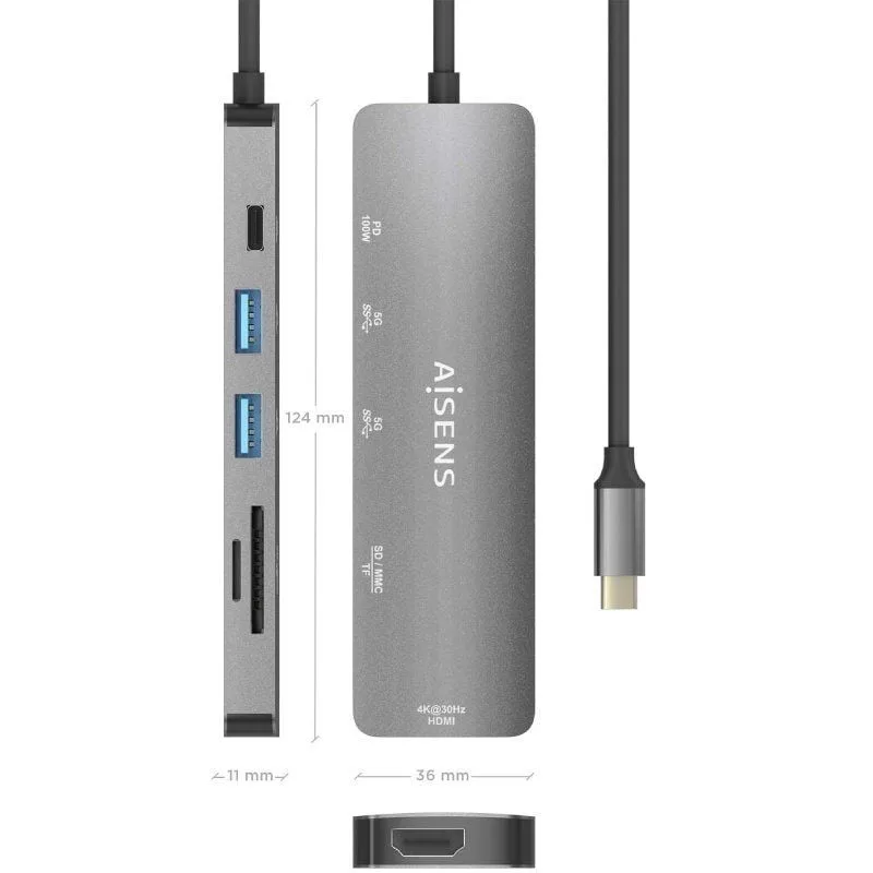 Docking USB Tipo-C Aisens ASUC-6P016-GR, foto 4