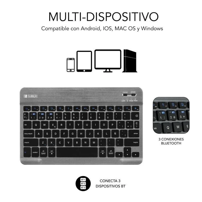 Funda con Teclado Subblim KeyTab Pro BT para Tablets Samsung Galaxy A9+, foto 2