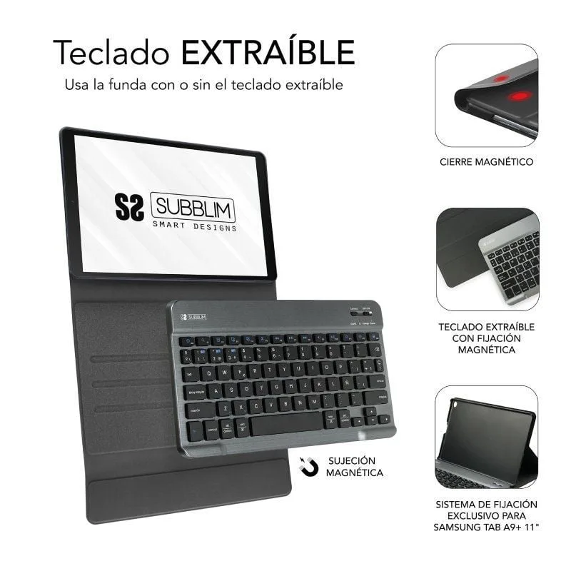 Funda con Teclado Subblim KeyTab Pro BT para Tablets Samsung Galaxy A9+, foto 4