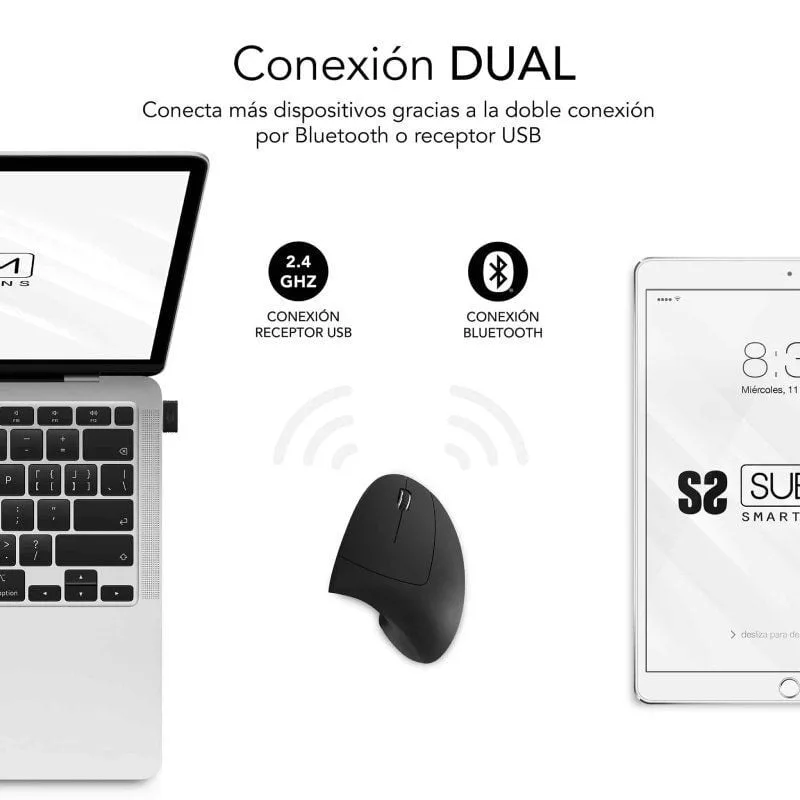 Ratón Vertical Inalámbrico Subblim Glide Vertical Ergo Dual Battery, foto 2