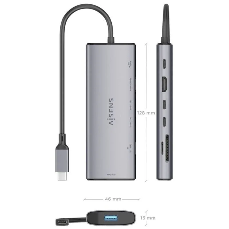 Docking USB Tipo-C Aisens ASUC-7P031-GR, foto 4