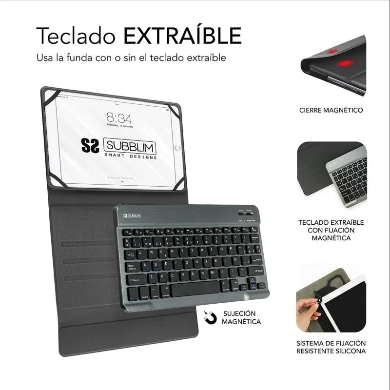 Funda con Teclado Subblim Keytab Pro Bluetooth para Tablets de 9.6"-10.8", foto 3