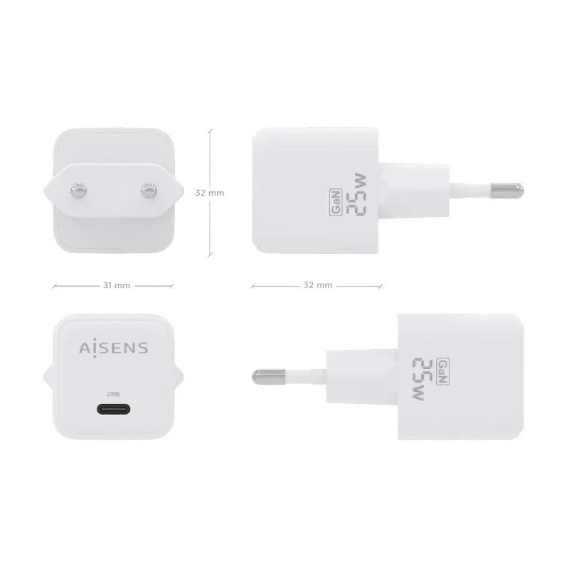 Cargador de Pared GaN Aisens ASCH-25W1P012-W, foto 4