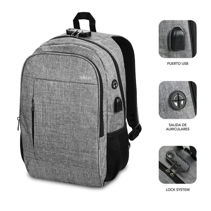 Mochila Subblim Urban Lock para Portátiles hasta 16", foto 2
