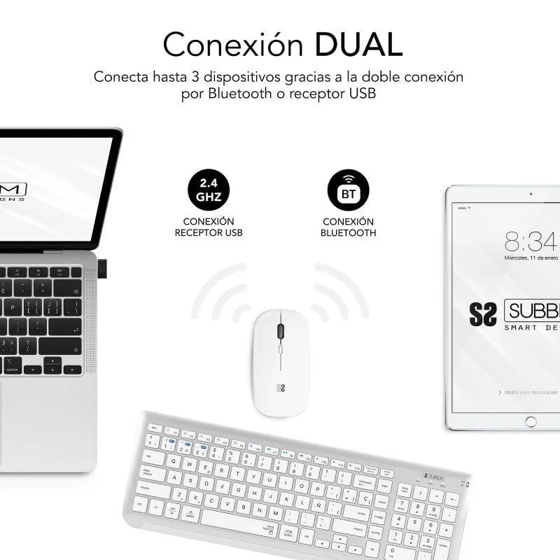 Teclado y Ratón Inalámbrico Subblim Combo Dual Prestige Extendido, foto 5