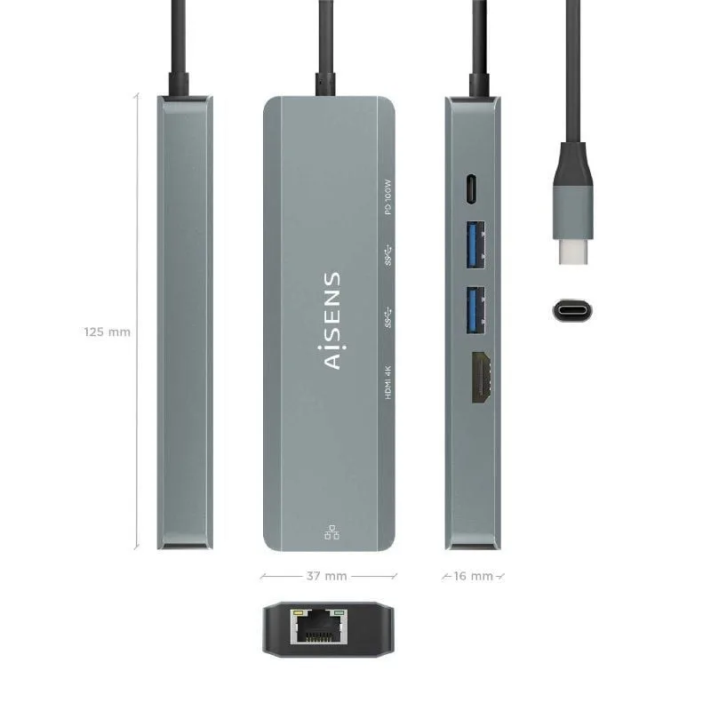 Docking USB Tipo-C Aisens ASUC-5P011-GR, foto 4