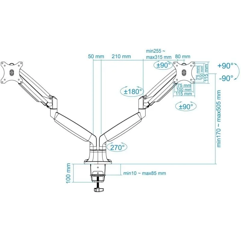 Soporte de Mesa para 2 Monitores TooQ DB3132TNR-S, foto 4