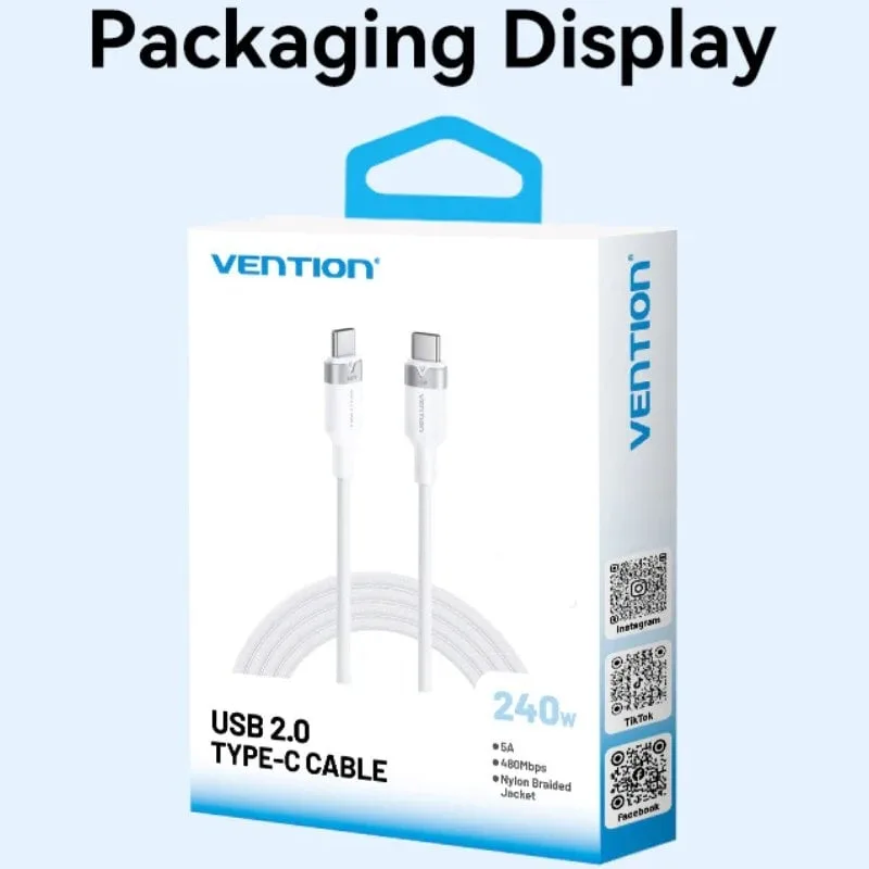 Cable USB 2.0 Tipo-C 5A Vention TRIJF, foto 5