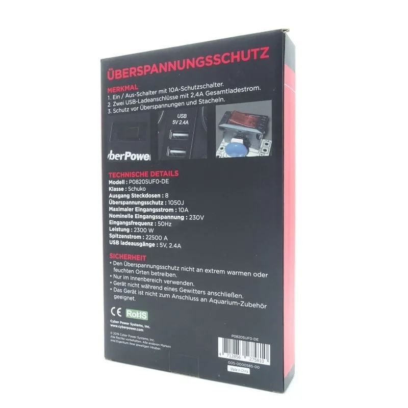 Regleta con Interruptor Cyberpower P0820SUD0-DE, foto 5