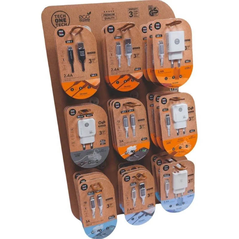 Expositor de Cargadores GaN y Cables Tech One Tech EKO 400903