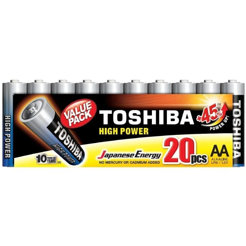 Pack de 20 Pilas AA Toshiba High Power LR6