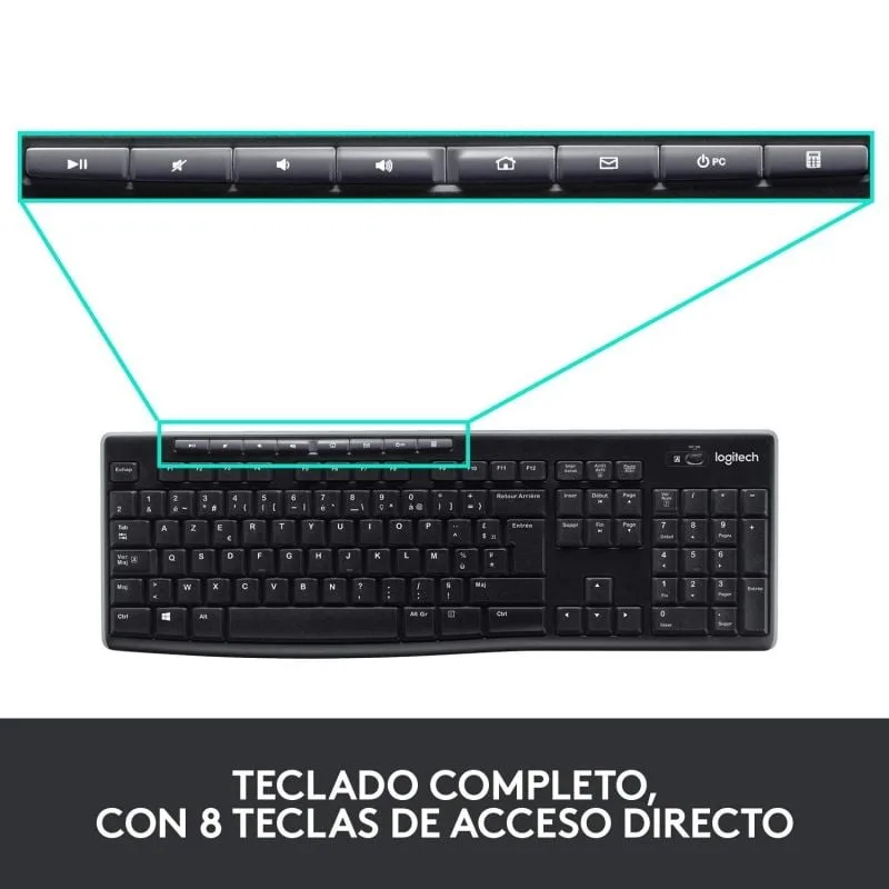 Teclado y Ratón Inalámbricos Logitech Wireless Combo MK270, foto 5