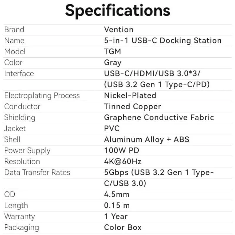 Docking USB Tipo-C Vention TGMHB, foto 3