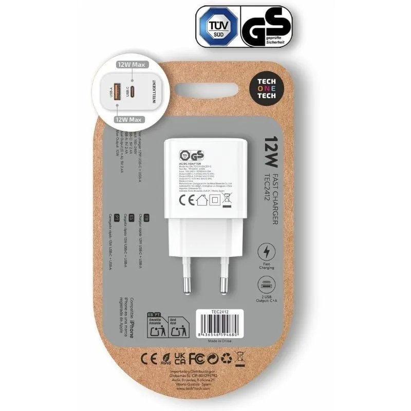 Cargador de Pared Tech One Tech TEC2412, foto 2