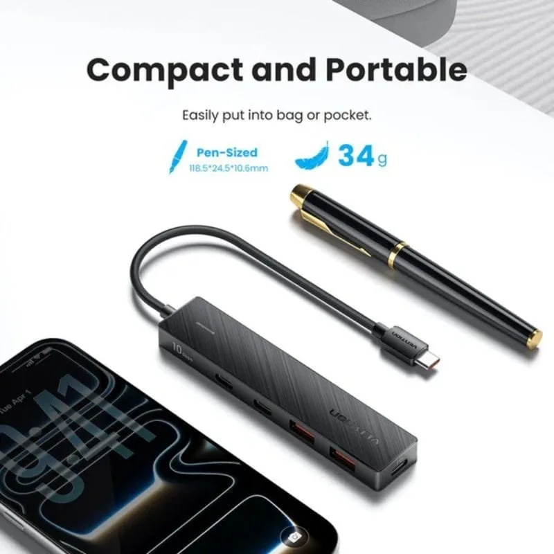 Hub USB Tipo-C 3.2 Vention CKDBB, foto 3