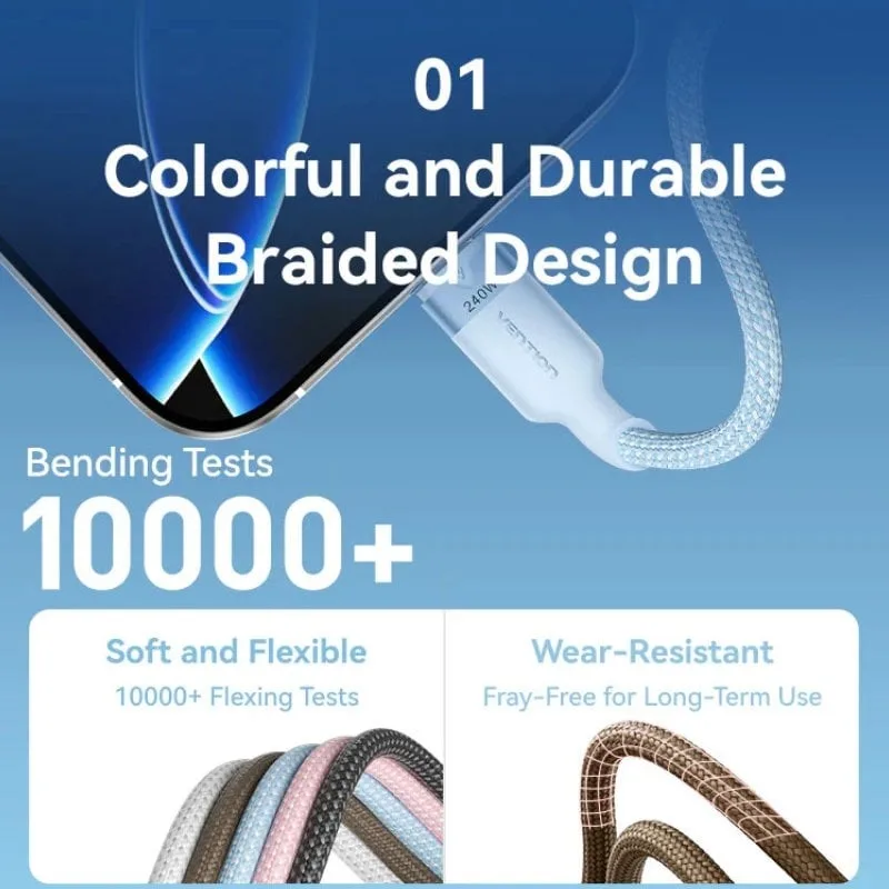 Cable USB 2.0 Tipo-C 5A Vention TRIBF, foto 4