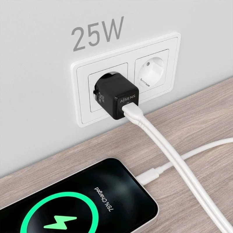 Cargador de Pared GaN Aisens ASCH-25W2P015-BK, foto 5