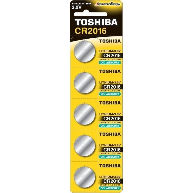 Pack de 5 Pilas de Botón Toshiba CR2016