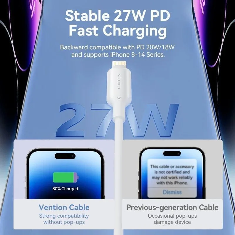 Cable USB 2.0 Tipo-C Lightning Vention LAKSH, foto 4