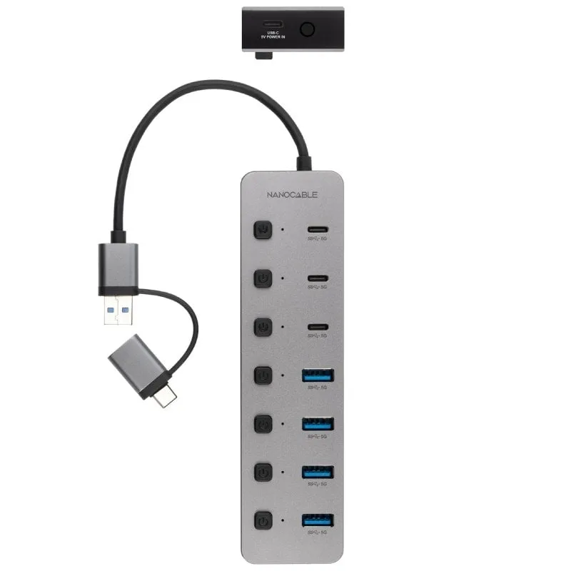 Hub USB + USB Tipo-C Nanocable 10.16.4510, foto 2