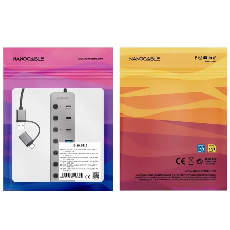 Hub USB + USB Tipo-C Nanocable 10.16.4510, foto 5