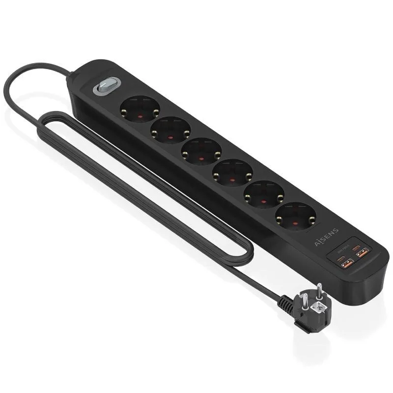 Regleta con Interruptor Aisens ASPS-2A2C17-BK, foto 2
