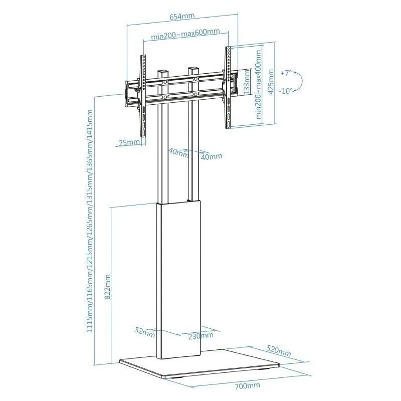 Soporte de Suelo Inclinable TooQ FS2288M-B para TV de 32-85", foto 4