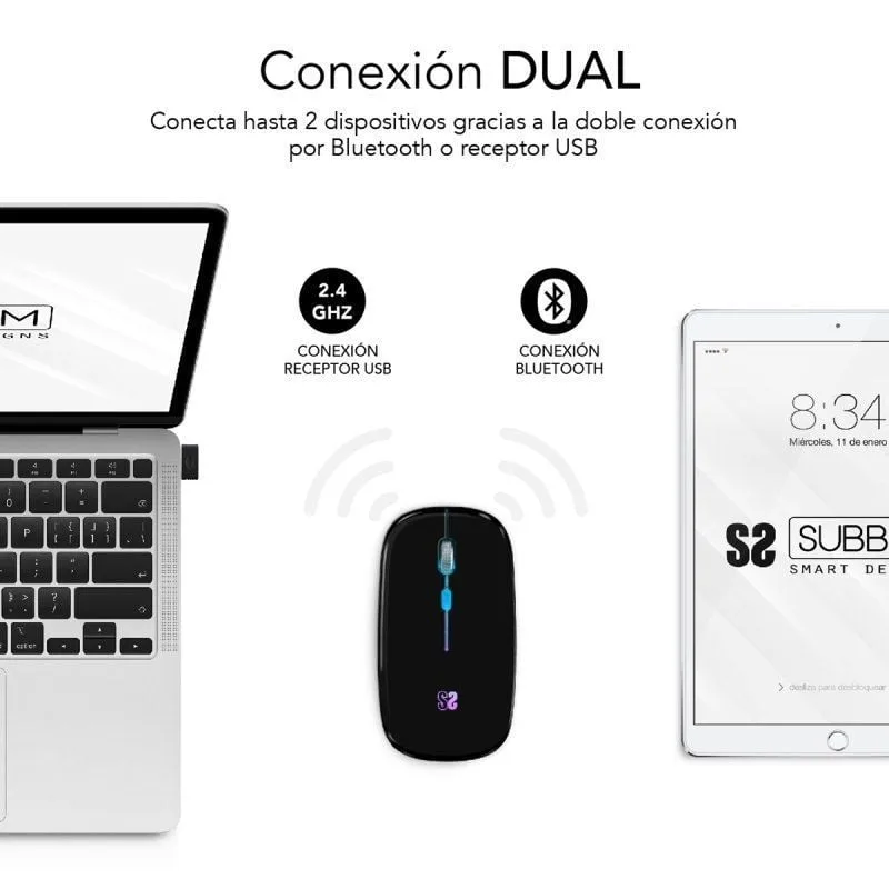 Ratón Inalámbrico Subblim LED Dual Flat, foto 3