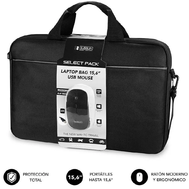 Maletín + Ratón Subblim Select Pack para Portátiles hasta 15.6"