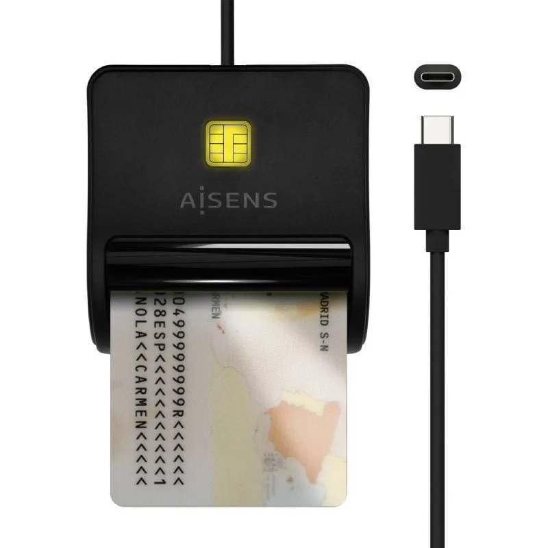 Lector de DNI USB Tipo-C Aisens ASCR-SN03C-BK