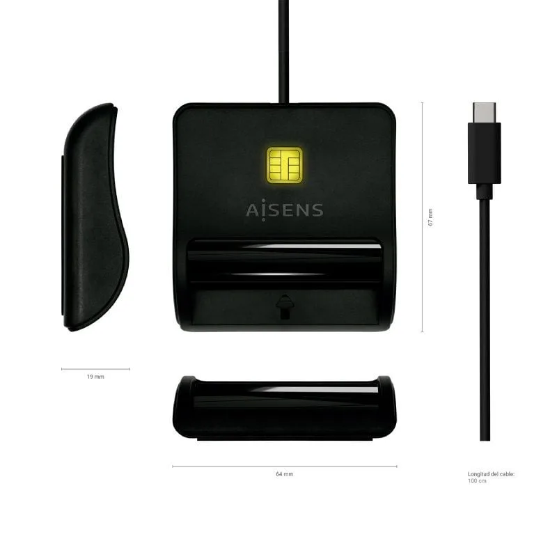 Lector de DNI USB Tipo-C Aisens ASCR-SN03C-BK, foto 5