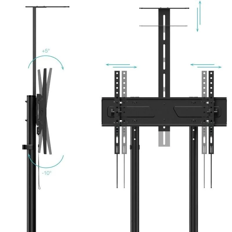 Soporte de Suelo Inclinable con Ruedas TooQ NEFERTITI FS1151M-B para TV de 37-70", foto 2