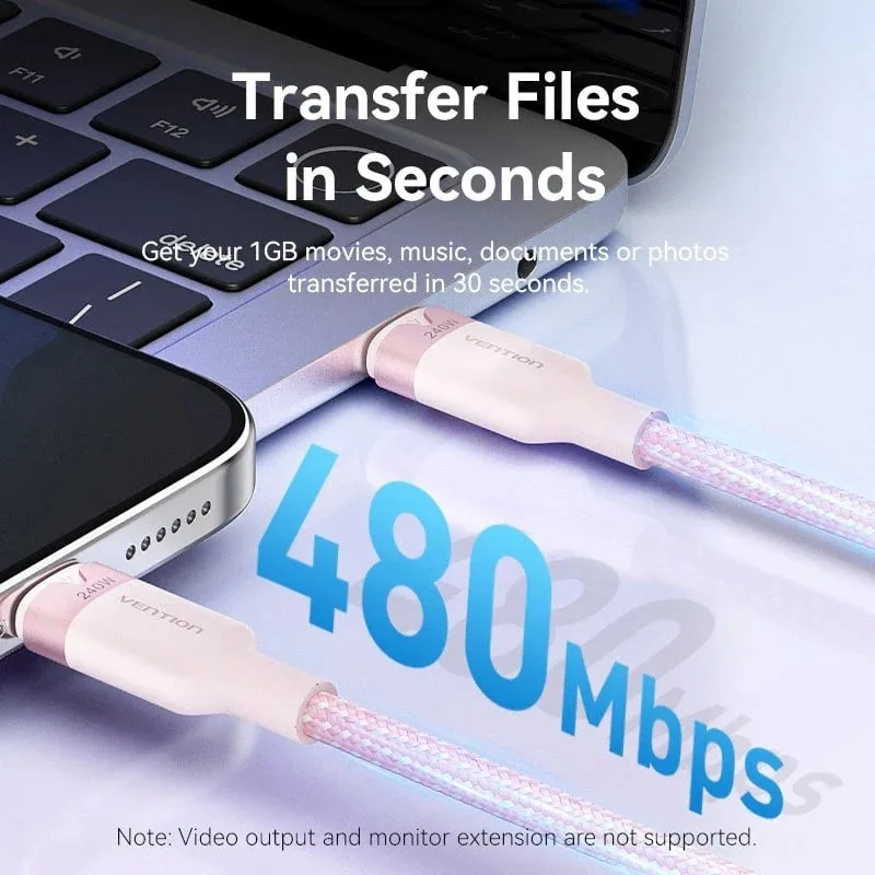 Cable USB 2.0 Tipo-C 5A Vention TRIPH, foto 3