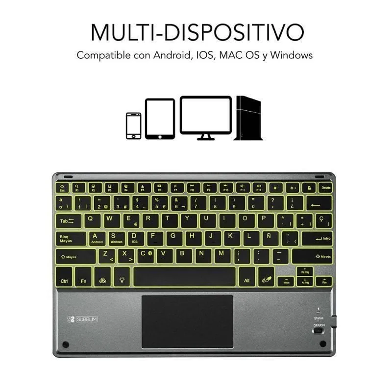 Teclado Compacto Inalámbrico Subblim Touchpad Smart Blacklit, foto 2