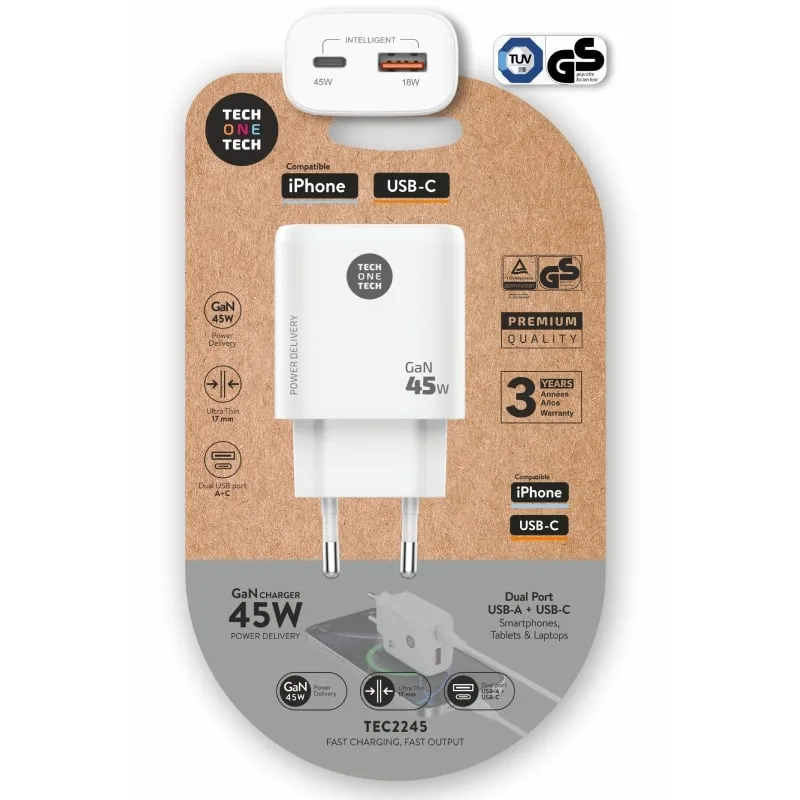 Cargador de Pared GaN Tech One Tech TEC2245