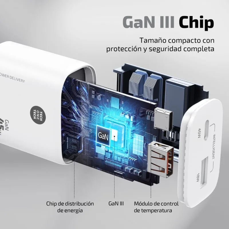 Cargador de Pared GaN Tech One Tech TEC2245, foto 4