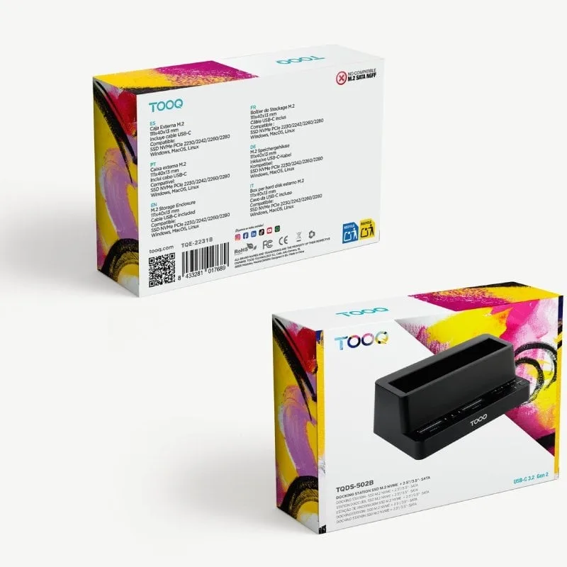 Docking Station para SSD M2 SATA/NVMe TooQ TQDS-502B, foto 5