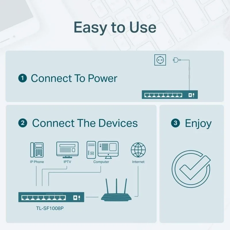 Switch TP-Link SF1008P 8 Puertos, foto 4