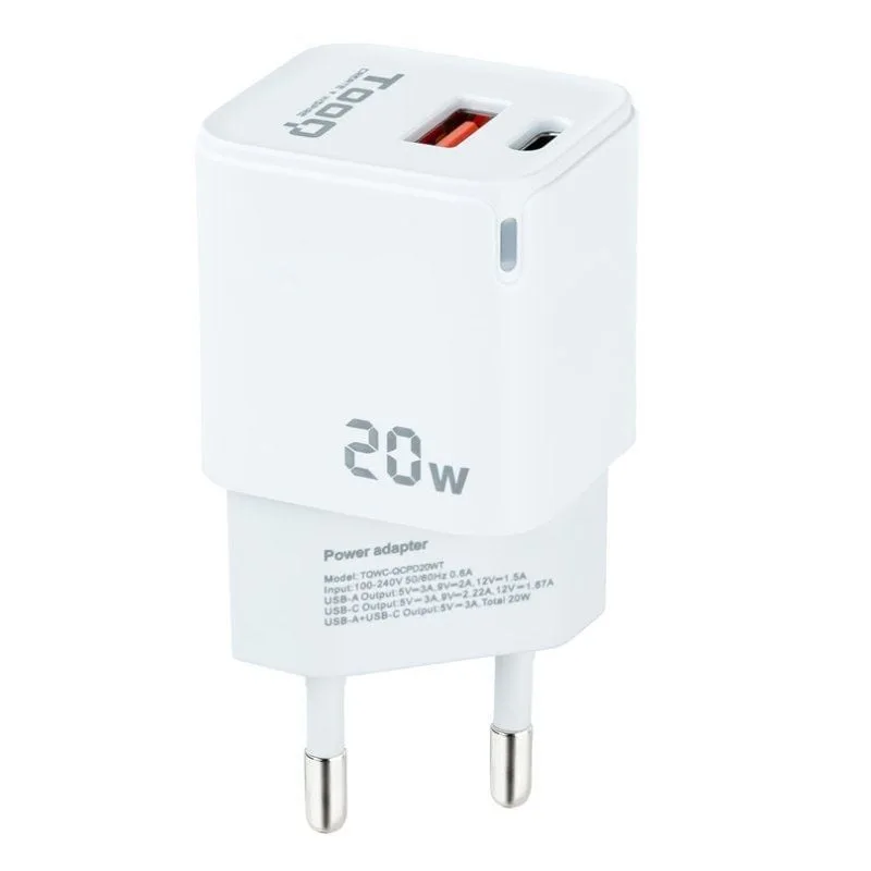 Cargador de Pared TooQ TQWC-QCPD20WT