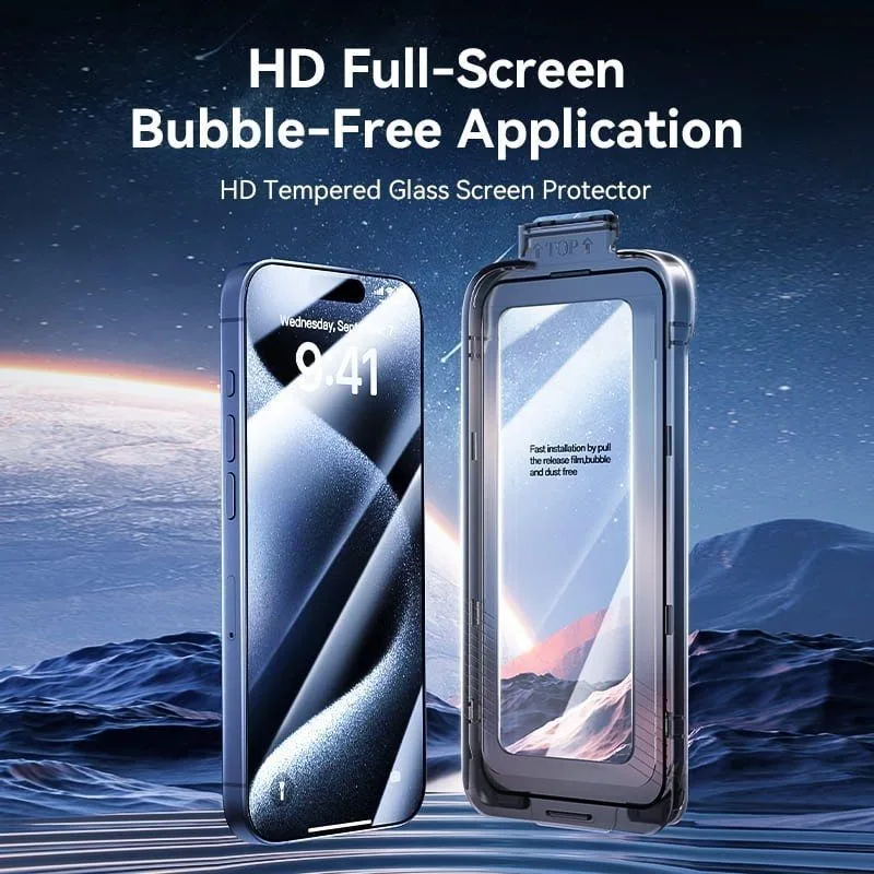 Pack de 2 Protectores de Pantalla de Cristal Templado Vention KUPTCA-10 para iPhone 16 + Herramienta de Instalación Antipolvo, foto 2