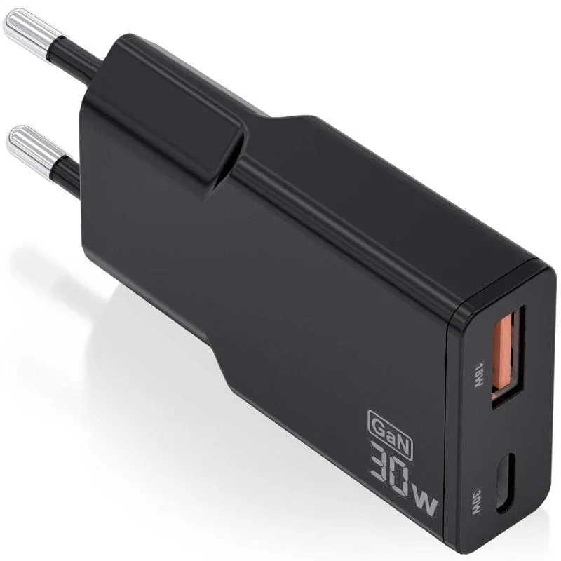Cargador de Pared GaN Aisens ASCH-30W2P047-BK