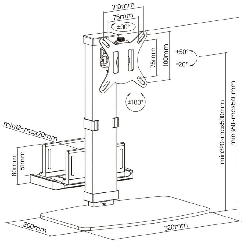 Soporte de Sobremesa para Monitor,TV y MiniPC Aisens DT32TSR-165, foto 4