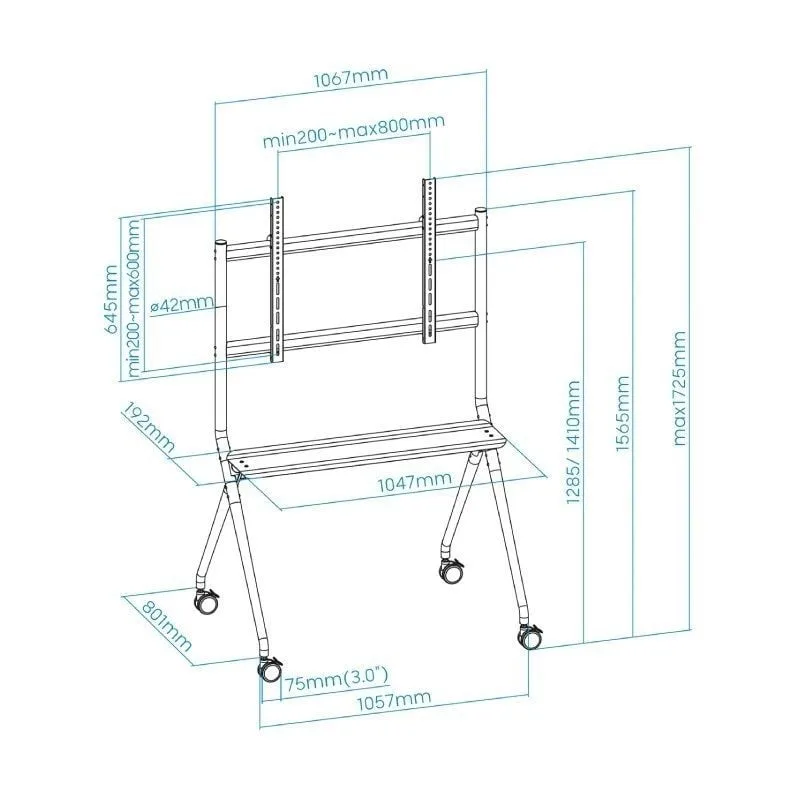 Soporte de Suelo con Ruedas TooQ FS20205M-B para TV de 50-86", foto 4