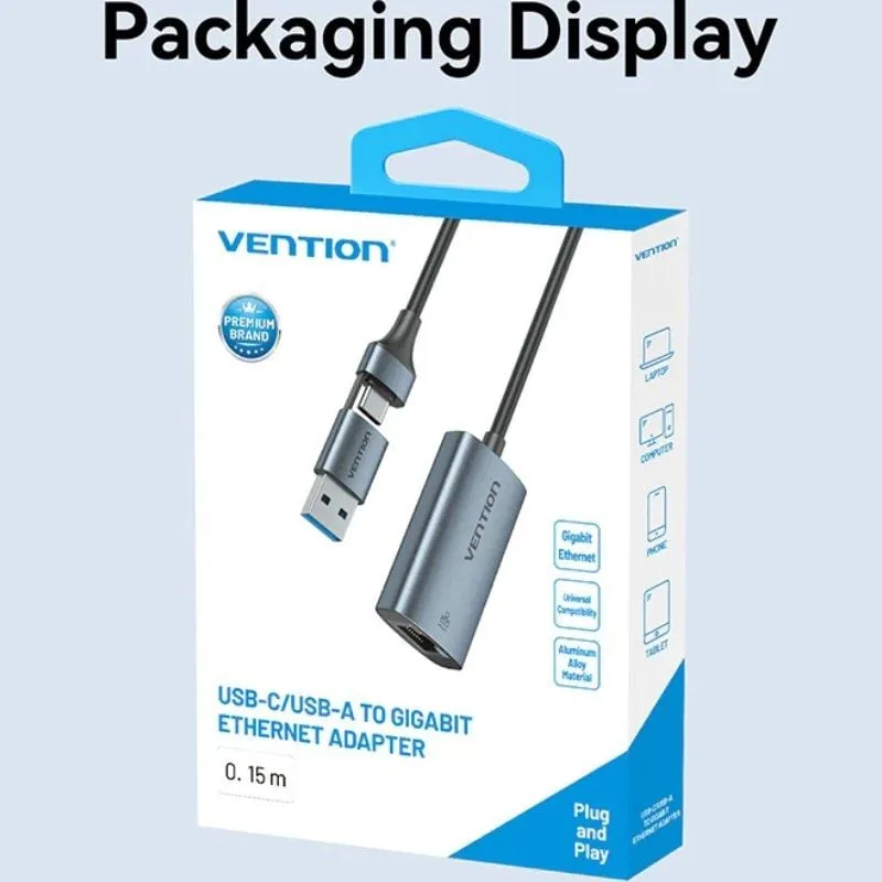 Adaptador USB/USB Tipo-C - RJ45 Vention CFQHB, foto 4