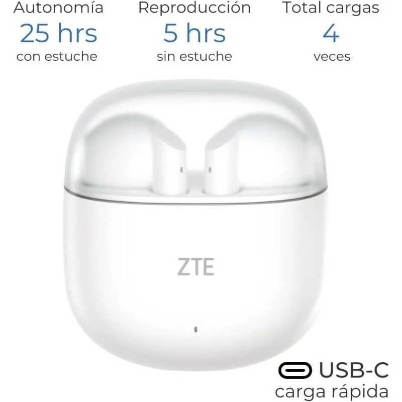 Auriculares Bluetooth ZTE Buds 2 con estuche de carga, foto 2