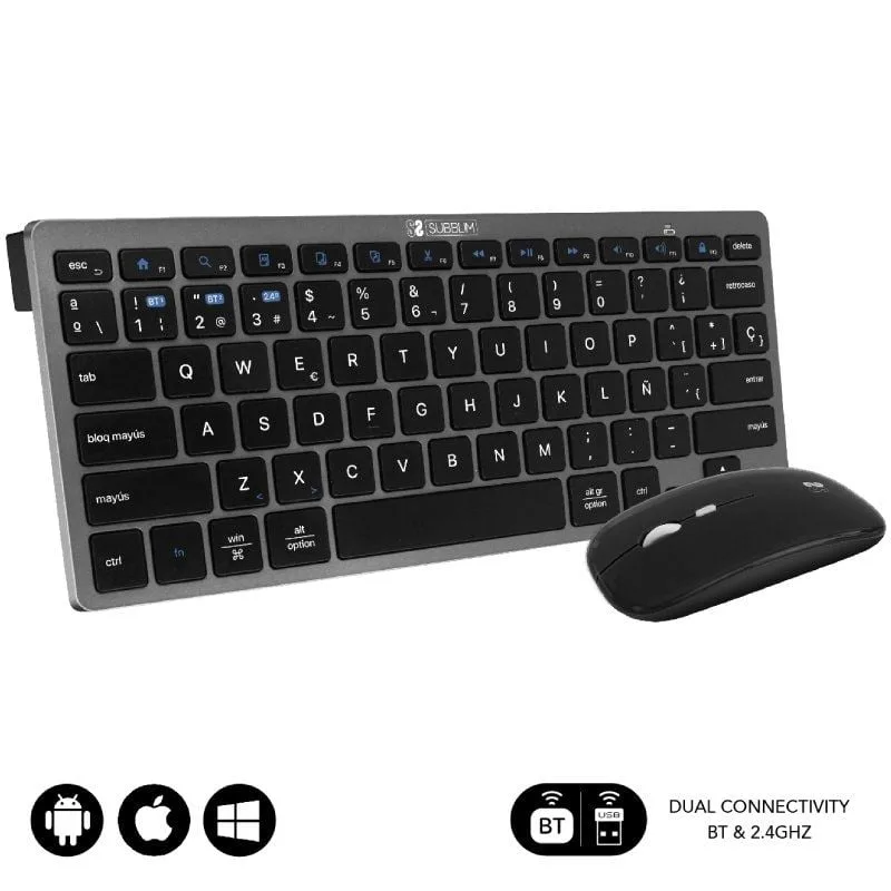Teclado y Ratón Inalámbrico Subblim OCO020 Combo Multidispositivo Compacto